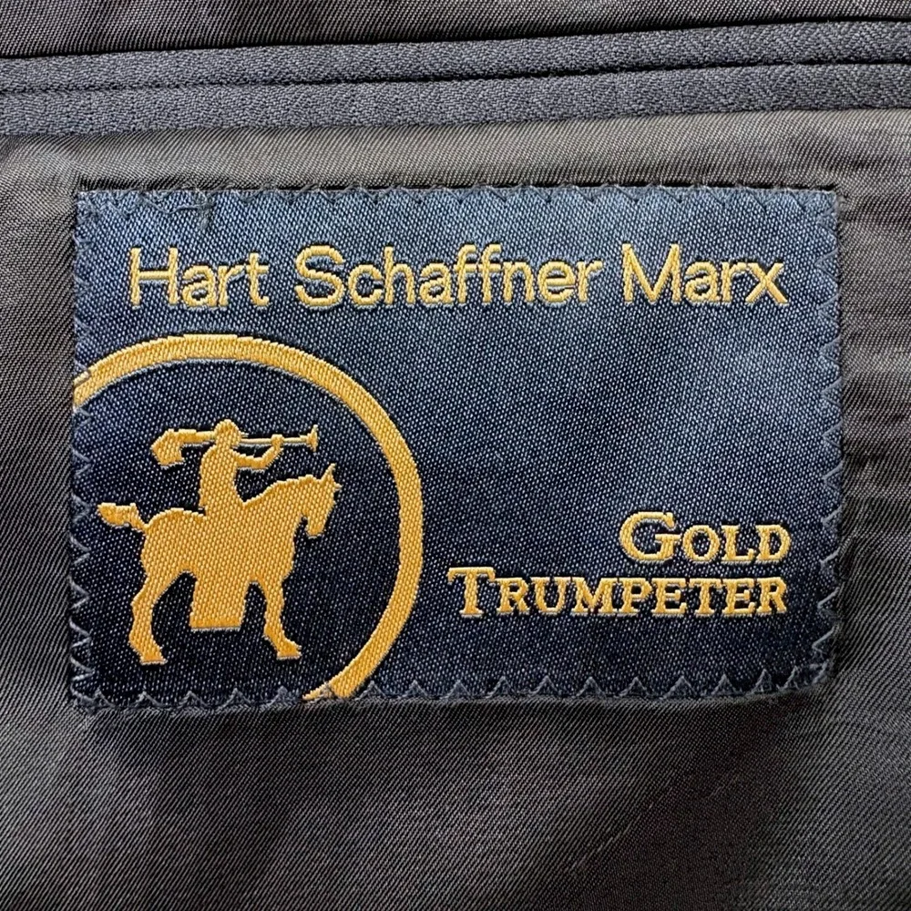 Hart Schaffner Marx Blazer Mens 42R Navy Blue Gold Trumpeter Nordstrom Old Money